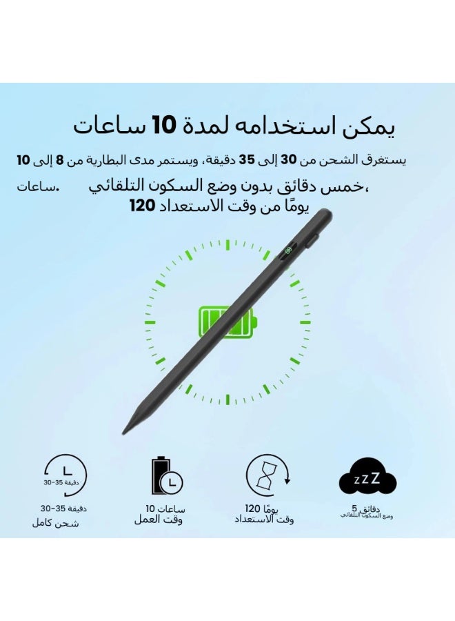 LR Nexus Touchscreen Stylus — Rechargeable Universal Display Pen with LED Battery Indicator, No Bluetooth, Equipped with Tilt Sensor and Accidental Touch Protection, Type-C Charging Port, Compatible with iPad/iPhone/Android — Black - Image 5